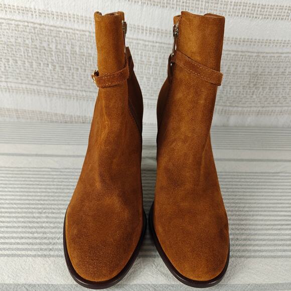 Draper James Brown Suede Ankle Boots Block Heel Size 7.5 NEW - Picture 3 of 10